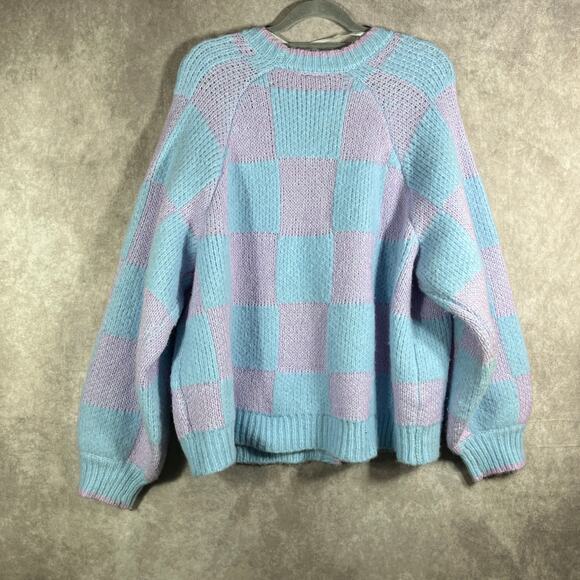 Torrid Cardigan Sweater Womens 3X Blue Pink Camille Check Summer Song Preppy - Picture 5 of 11